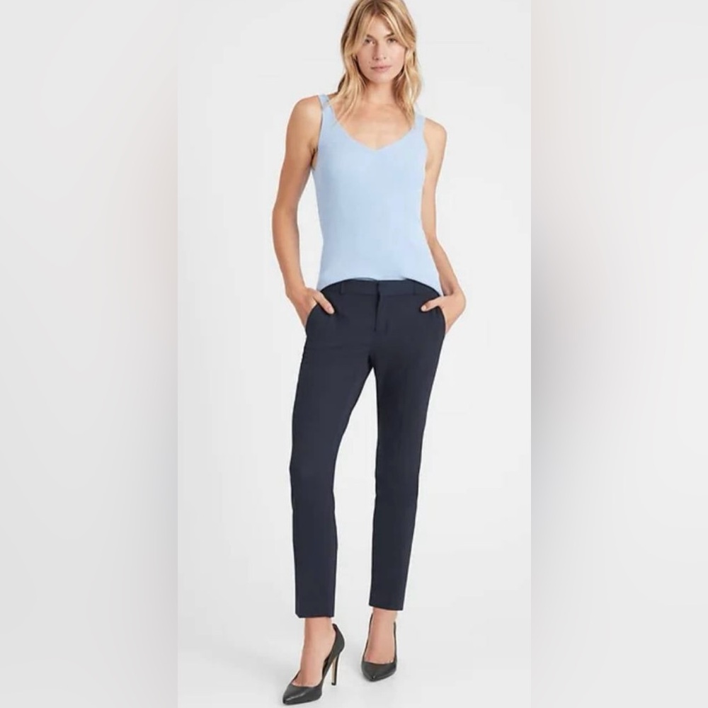 Banana Republic Avery Cropped Trousers Dark Blue Size 10 Waist 17.5โ Inseam 27โ